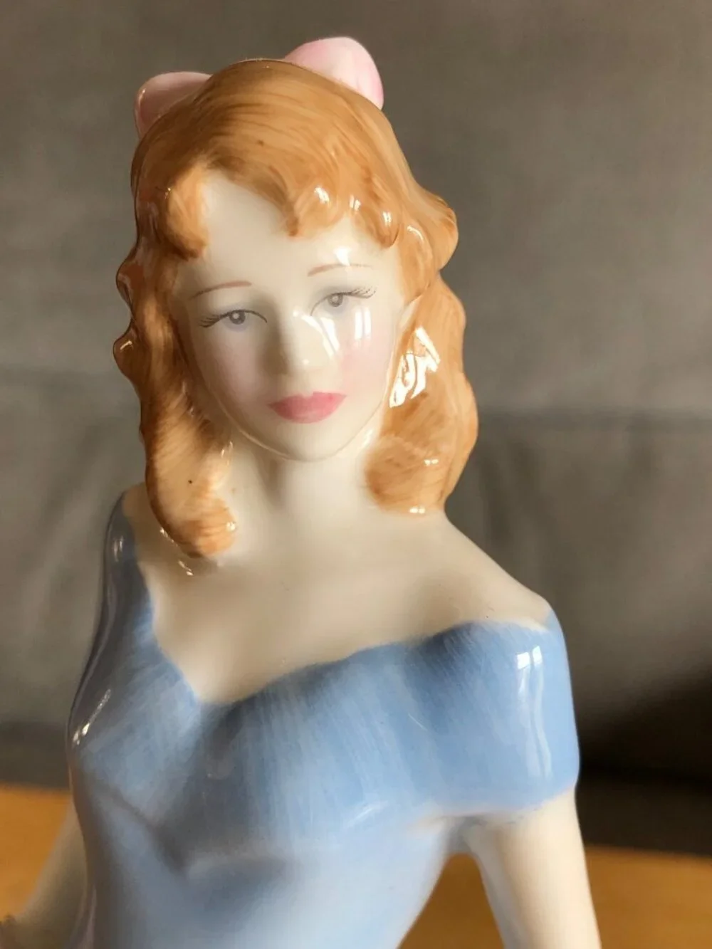 Royal Doulton Porcelain Lady Prototype Figurine Blue Dress Pink Flowers Girl Sta